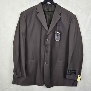 New Demantie Super 150s Blazer 54R Charcoal Brown 3-Button Travel Jacket W48‎